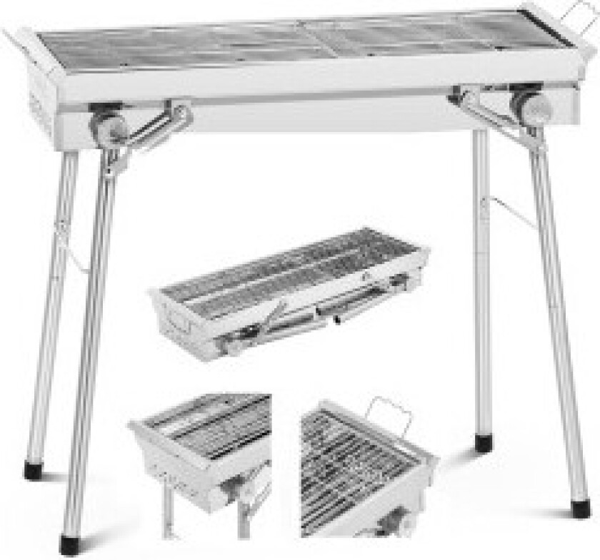 Kullgrill med sammenleggbar rist 43 x 25 cm STÅL