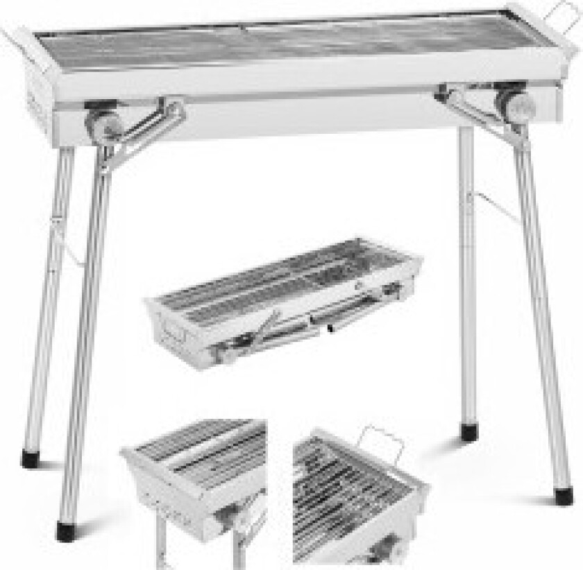 Sammenleggbar kullgrill med rist 43 x 25 cm STÅL