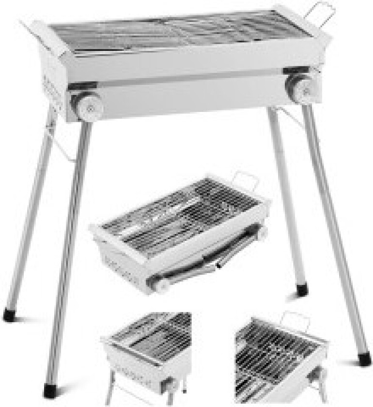 Sammenleggbar kullgrill med rist 43 x 25 cm