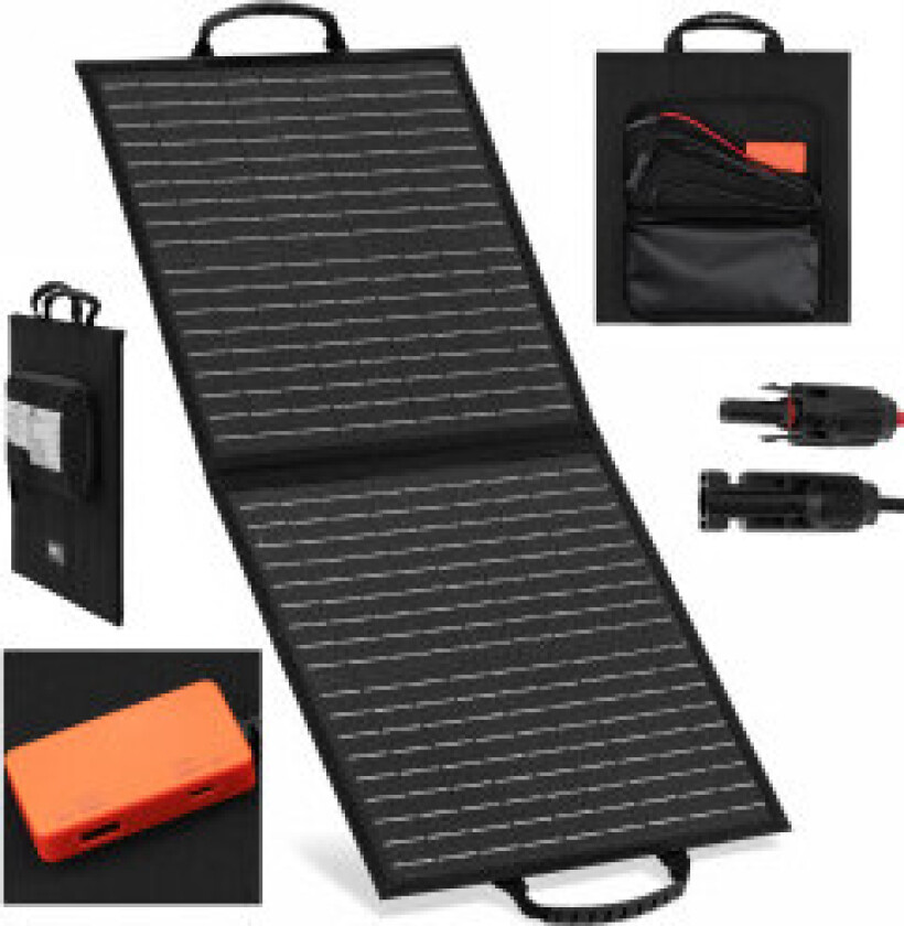 Solcellelader solcellepanel sammenleggbar turistcamping 2 x USB 40 W