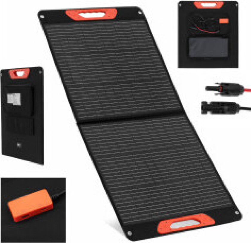 Solcellelader solcellepanel sammenleggbar turistcamping 2 x USB 100 W
