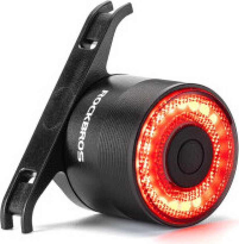 Rød sykkellykt bak, STOPP-system, fire driftsmoduser