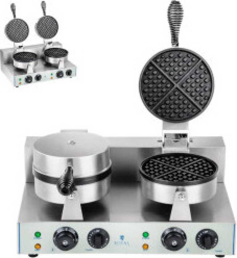 Rund dobbel TEFLON vaffeljern, vafler, diameter 18,5 cm