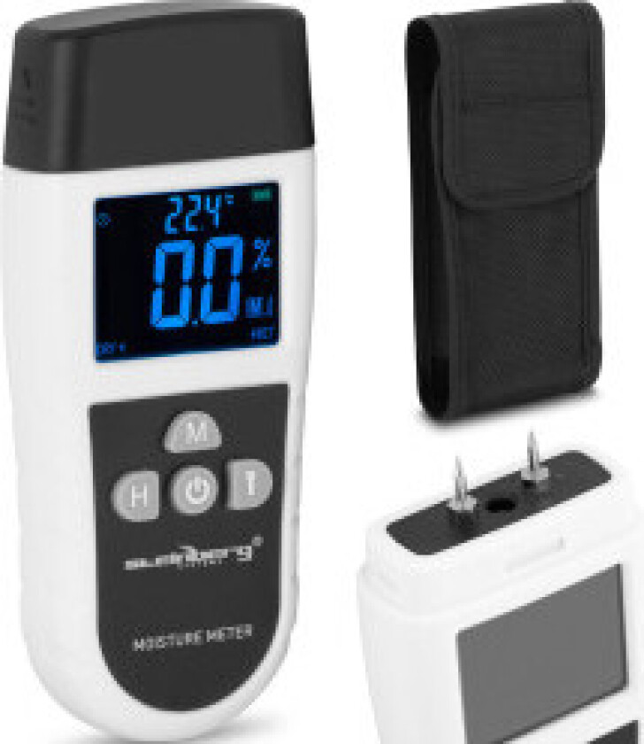Fuktighetsmåler, fuktighetsmåler med elektronisk termometer for tre, betongplater, LED 5 - 70%
