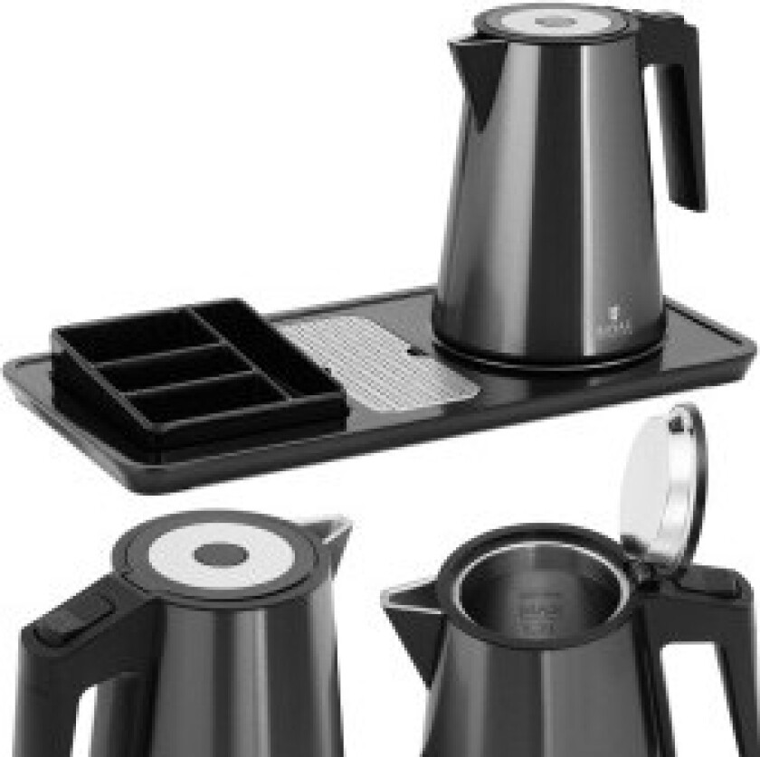 Hotellvelkomstsett vannkoker med brett 1,2 l 1800 W sort