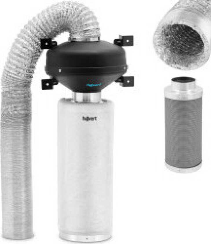 Ventilasjonssett, vifte, kullfilter, 50 cm, ventilasjonsrør dia. 102mm 10m