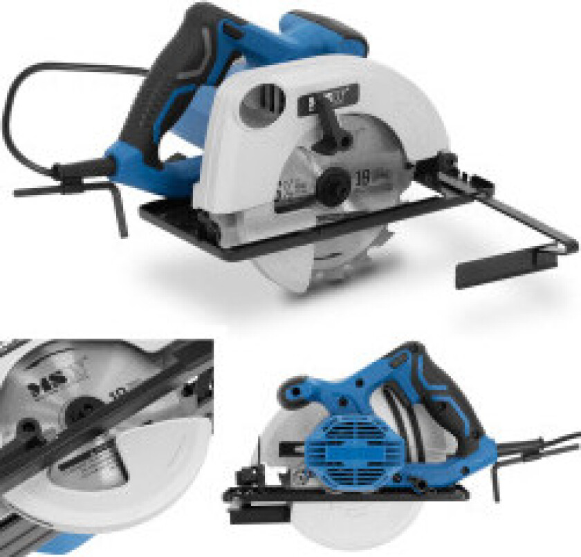 Motorsag, håndholdt sirkelsag, dia. 165 mm 1300 W 0-45 grader