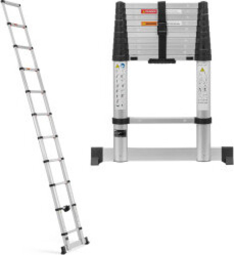 Sammenleggbar teleskopstige i aluminium 10 trinn 0,85-3,2 m