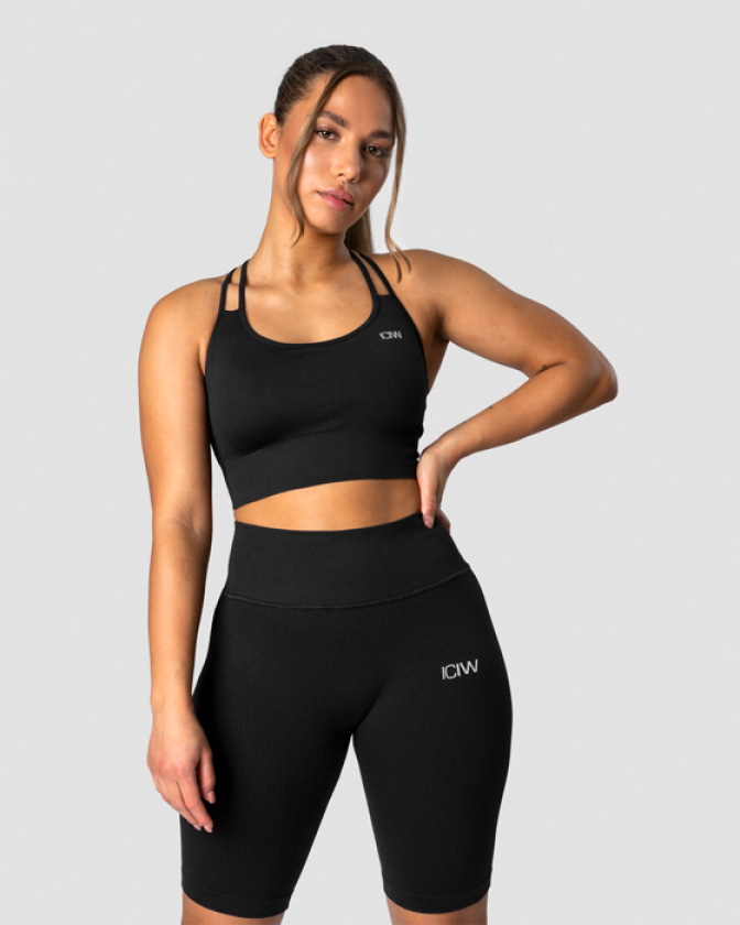 Ribbed Define Seamless Sports Bra, Black