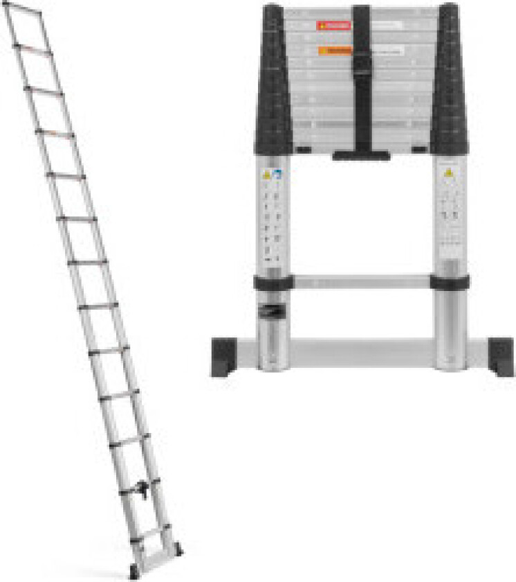 Sammenleggbar teleskopstige i aluminium 12 trinn 0,87-3,8 m