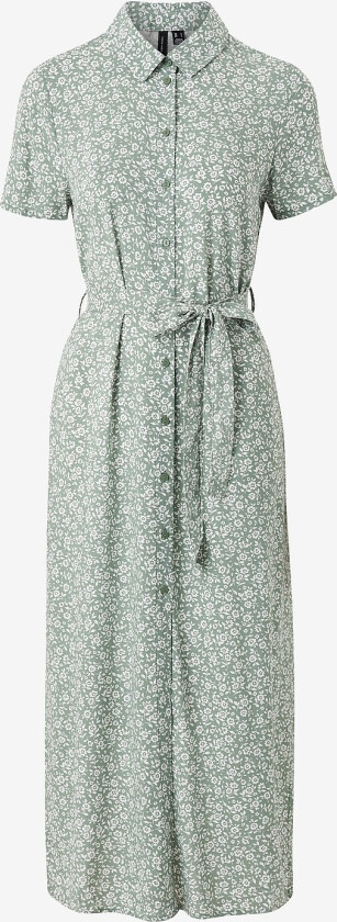 Skjortekjole vmEasy Joy S/S Long Shirt Dress Wvn - Grønn