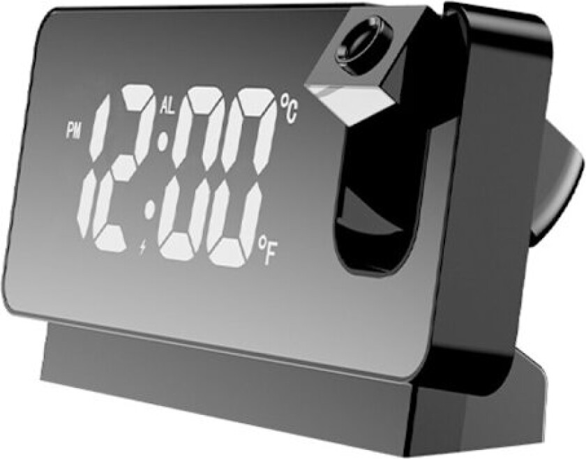 Prosjektor Vekkerklokke for Soverom, Digital Vekkerklokkeradio Dimmer og USB-Ladeport, 180° Roterbar Projektor, Dobbel Alarm, Snooze, Klar LED