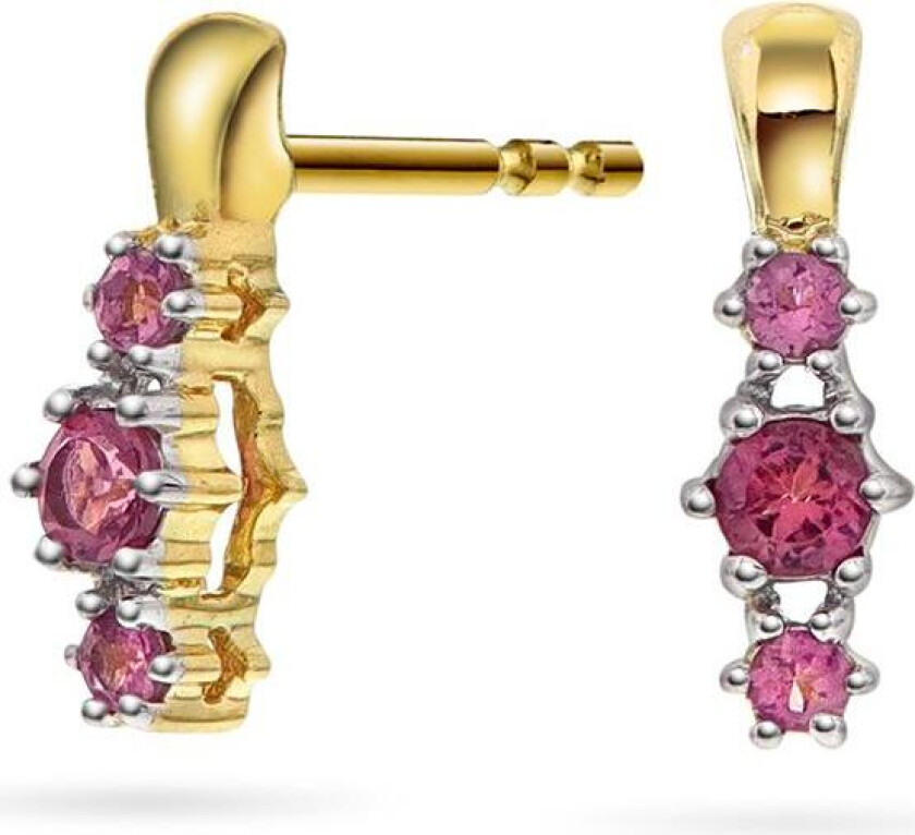 Nora øredobber i 375 gult gull med turmalin