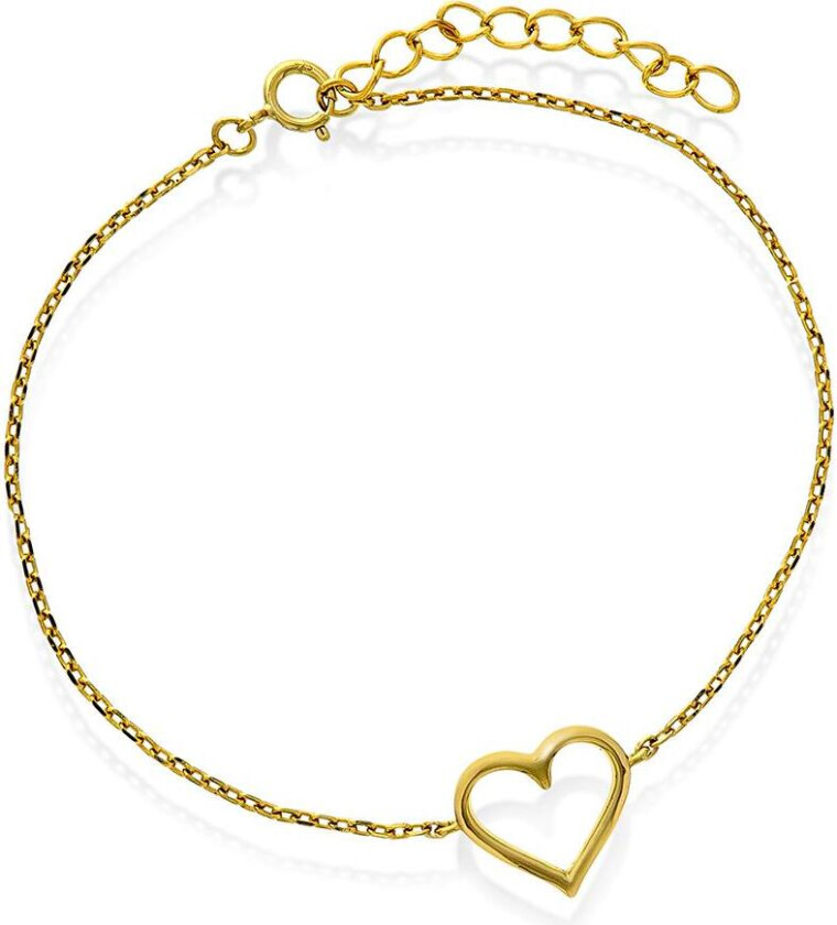 Armbånd i forgylt 925 sølv med hjerte