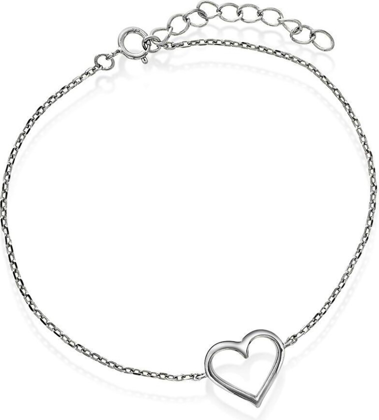 Armbånd i 925 sølv med hjerte