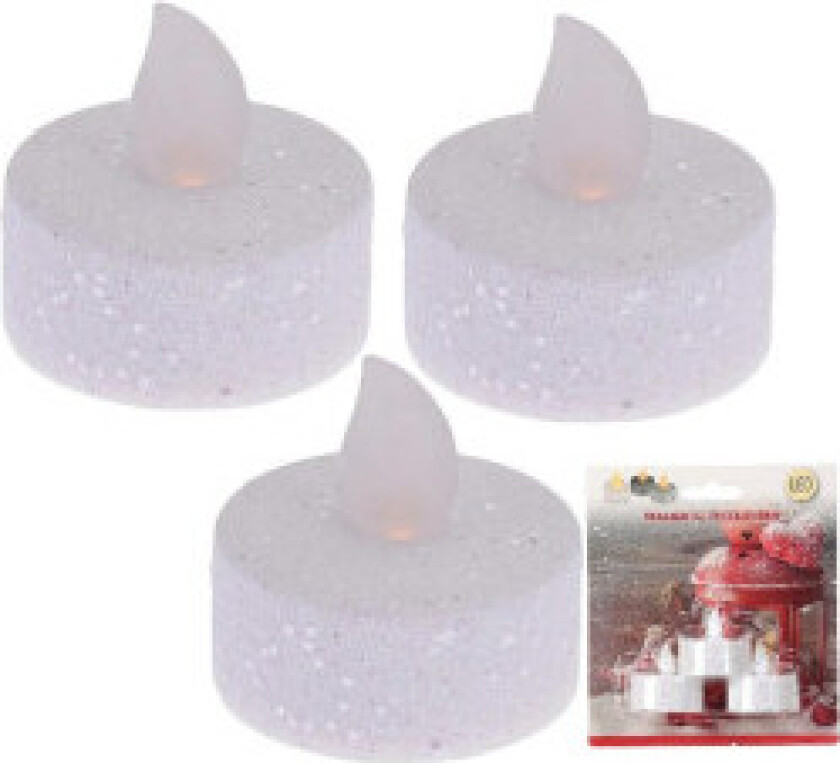 Sett med 3 LED telys med glitter