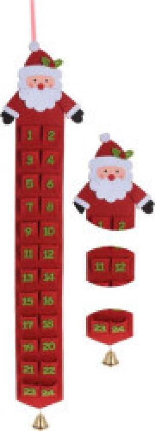 Filt adventskalender med rød julenisse