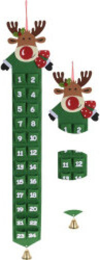 Adventskalender filt grønn rein
