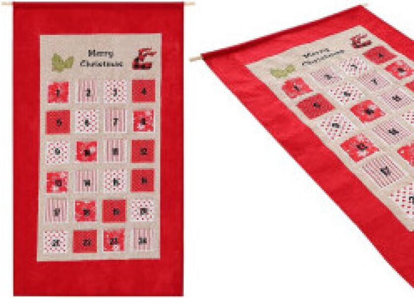 Adventskalender 56x87cm rød
