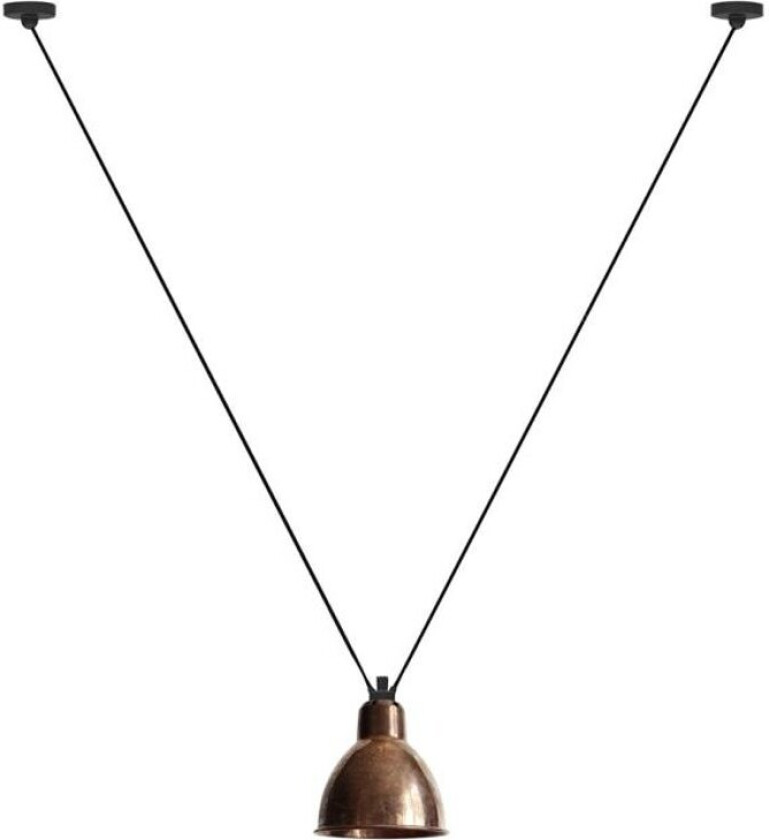 - 323 L Pendel Rund Rå Kobber/Hvit Lampe Gras