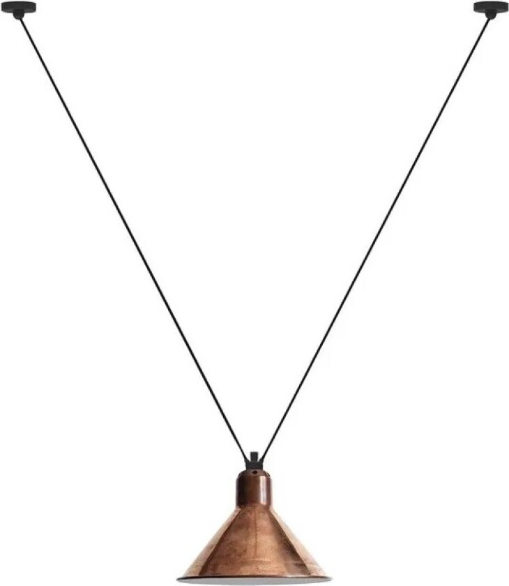 - 323 XL Pendel Konisk Rå Kobber/Hvit Lampe Gras