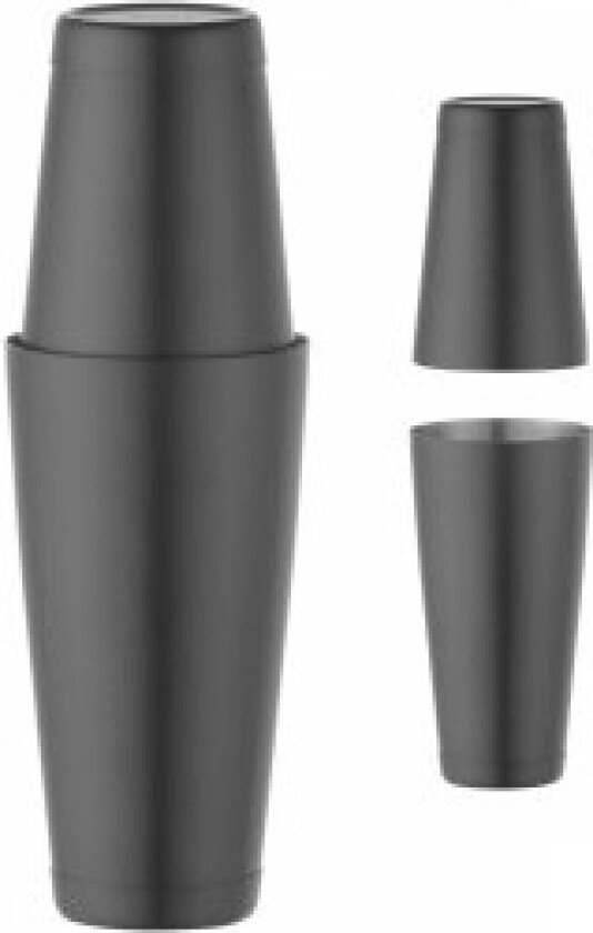 2-delt Boston shaker for drinker og cocktailer Tin on Tin 0,8 l - svart