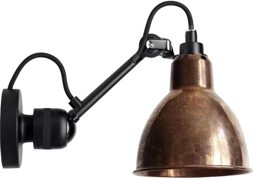 - 304SW Vegglampe Svart/Raw Kobber/Hvit Lampe Gras