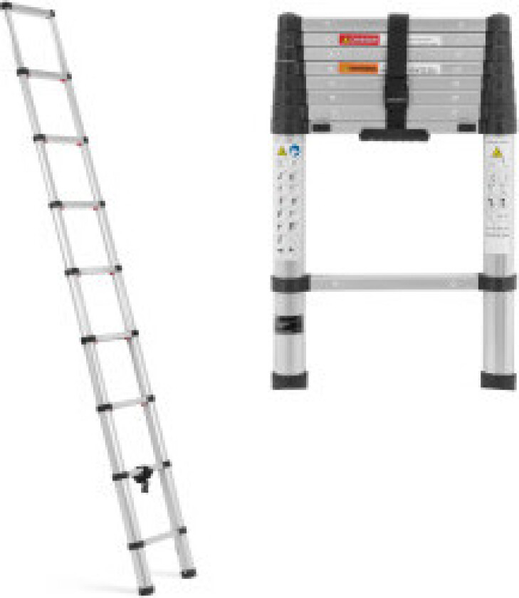 Sammenleggbar teleskopstige i aluminium 8 trinn 0,75-2,6 m