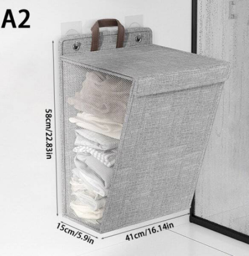 1 stk Sammenleggbar skittentøyskurv uten hull, veggmontert