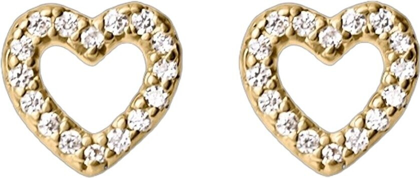 Zirconia Heart Studs Gold