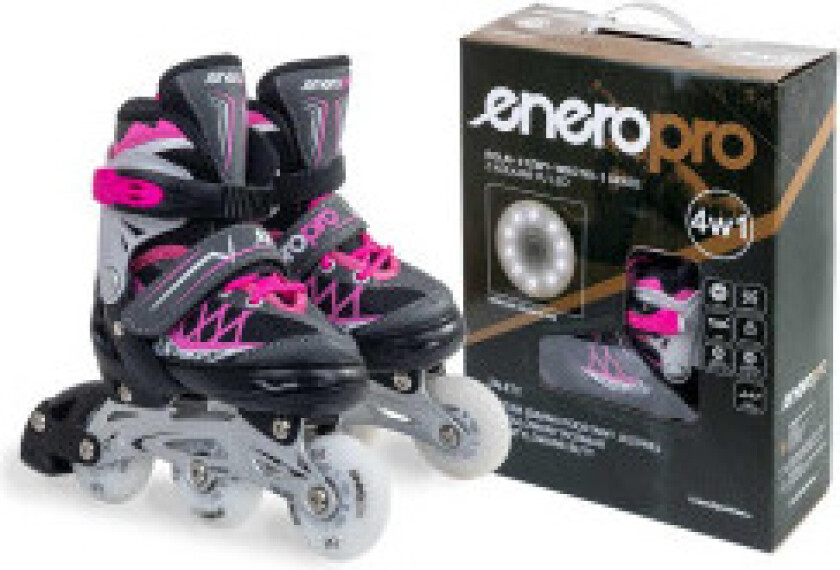 Inline skøyter - rulleskøyter - skøyter 4in1 enero pro led 26-29 rosa og grå