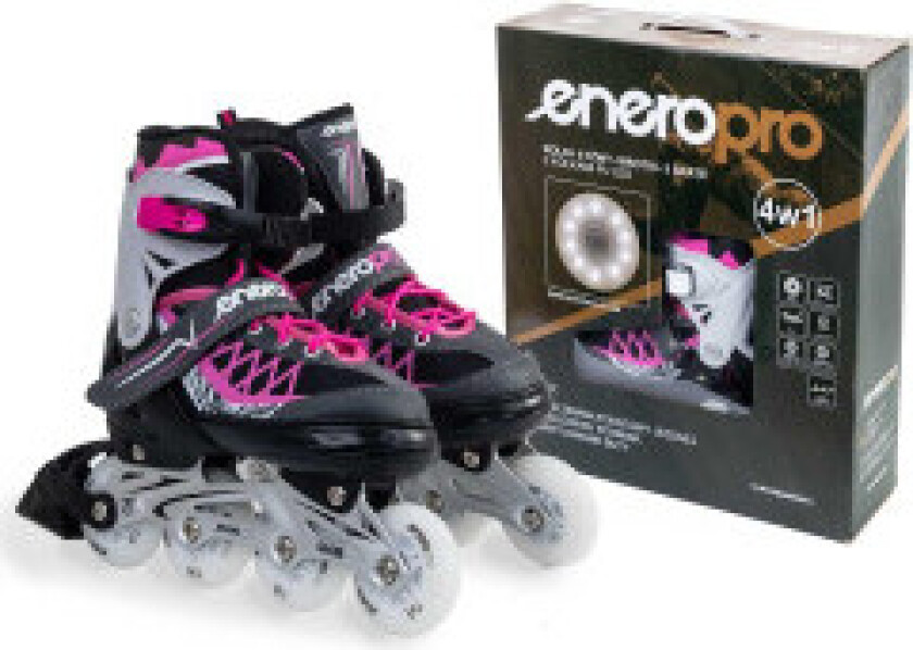 Inline skøyter-rulleskøyter-skøyter 4in1 enero pro led 38-41 rosa-grå