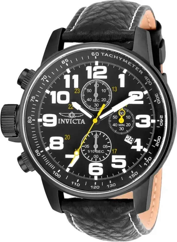 Herreklokke 3332 Force Lefty Sort/Lær Ø46 mm