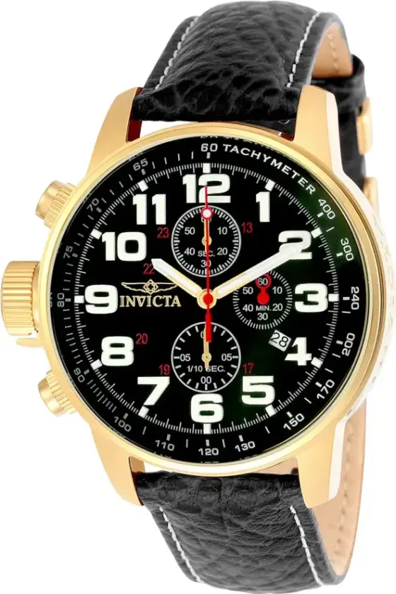 Herreklokke 3330 Force Lefty Sort/Lær Ø46 mm