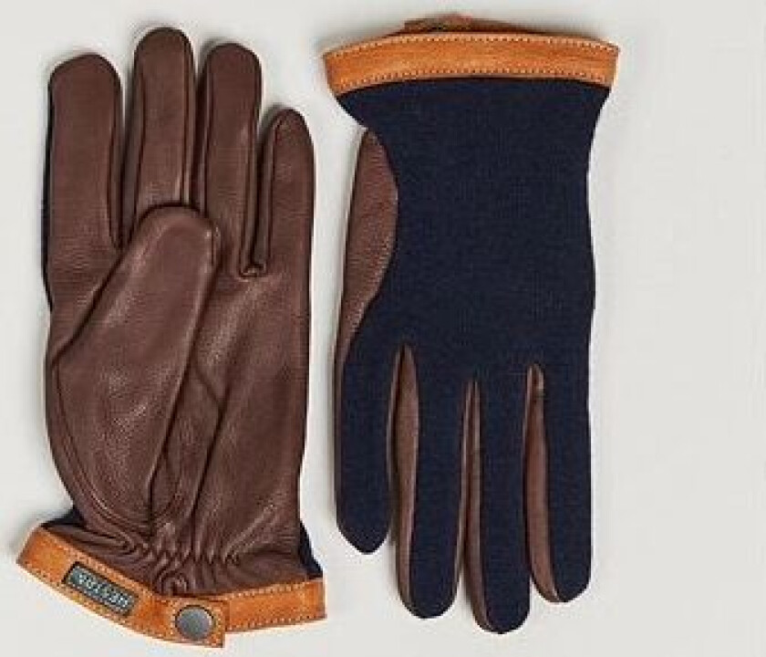 Bilde av Deerskin Wool Tricot Glove Blue/Brown