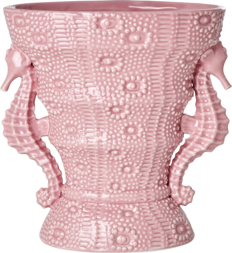 - Ceramic Vase with Seahorse Decorations Pink