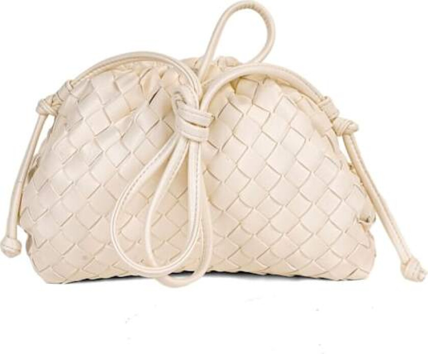 Skybag 2024 ny stil veske for kvinner i kveg-skinn med rynker, dumpling-veske, håndveske, skulderveske MJ51 White 22*9*14cm