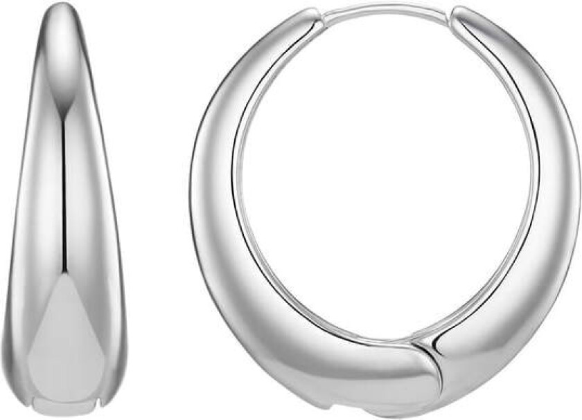 Large Tapered Hoop Earrings Silver