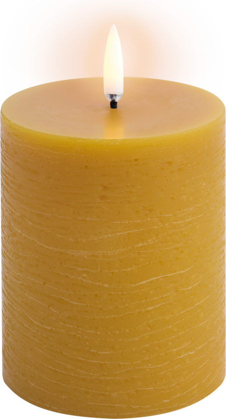 - LED pillar candle - Curry yellow, Rustic - 7,8x10,1 cm (UL-PI-CY78010)