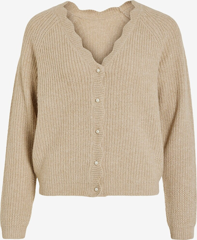 Kardigan viCutie L/S Rev Glitter Knit Cardigan - Beige