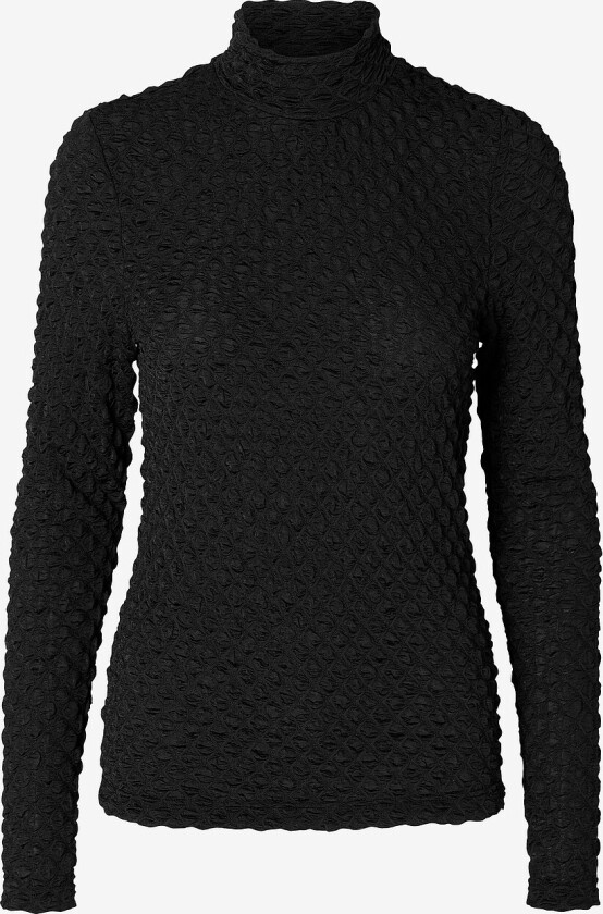 Topp slfTimmi LS High Neck Structure Top - Svart