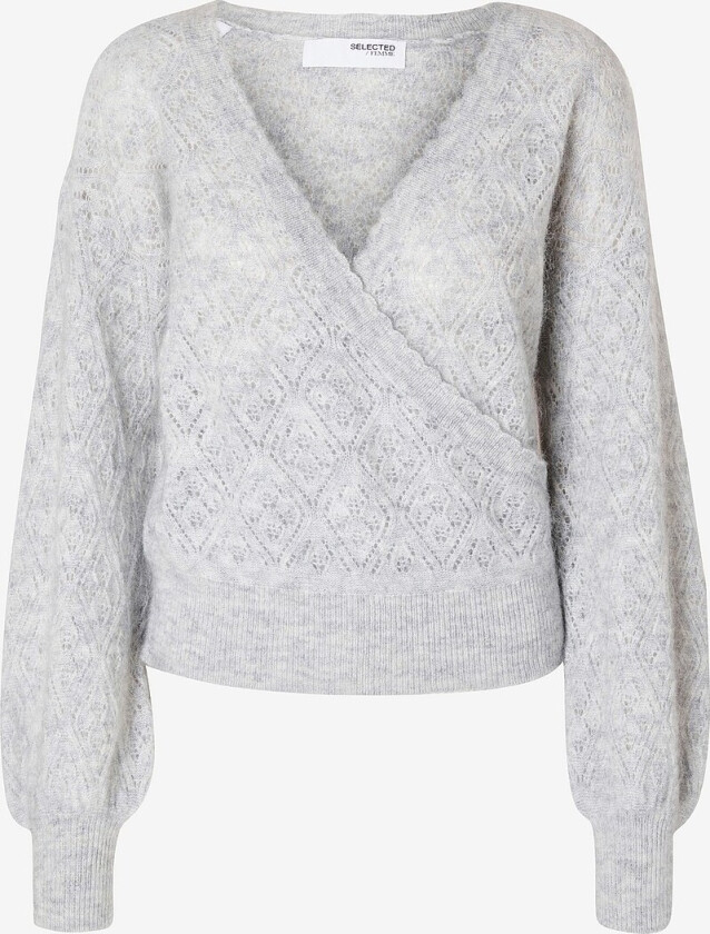 Topp slfJuliet LS Wrap V-neck Knit - Grå