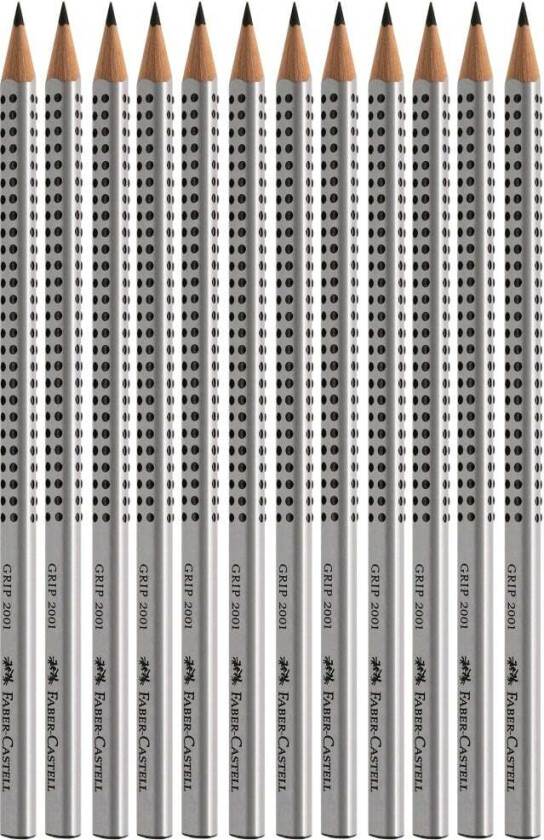 Bilde av - Grip 2001 blyant - HB - sølv, 12 stk