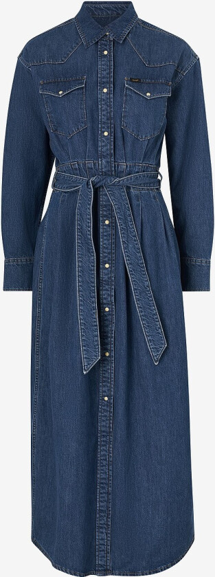 Maxikjole Belted Western Dress - Blå