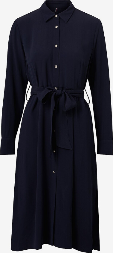 Kjole Crepe Knee Shirt Dress LS - Blå
