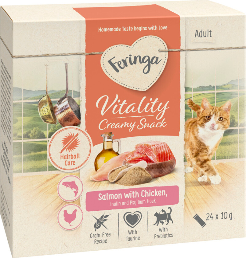 Vitality Creamy Snacks - Laks med kylling (24 x 10 g)