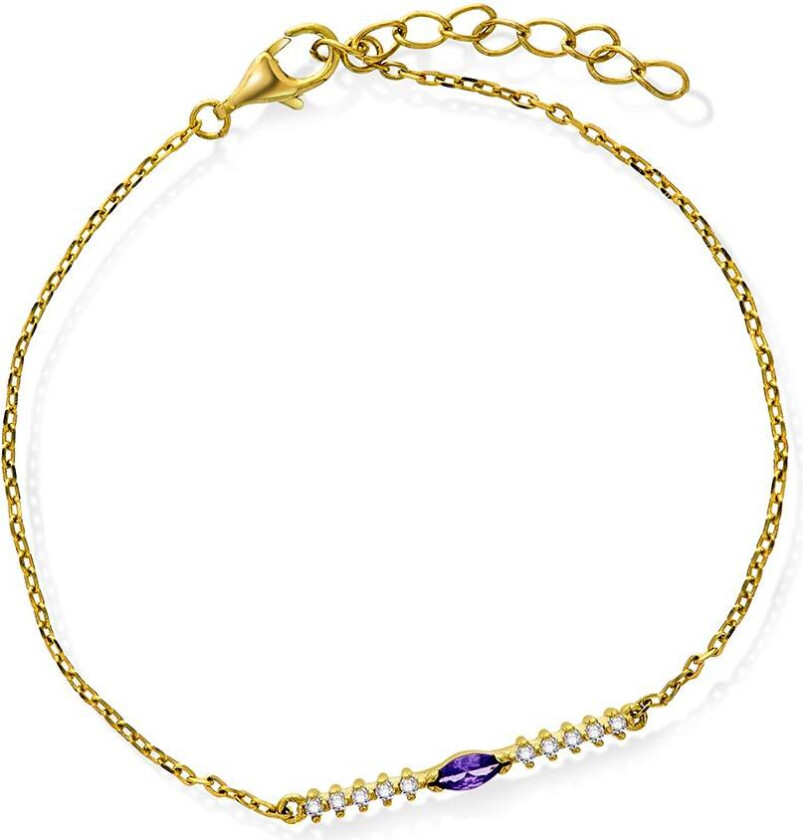 Armbånd i 925 forgylt sølv med lilla zirkonia
