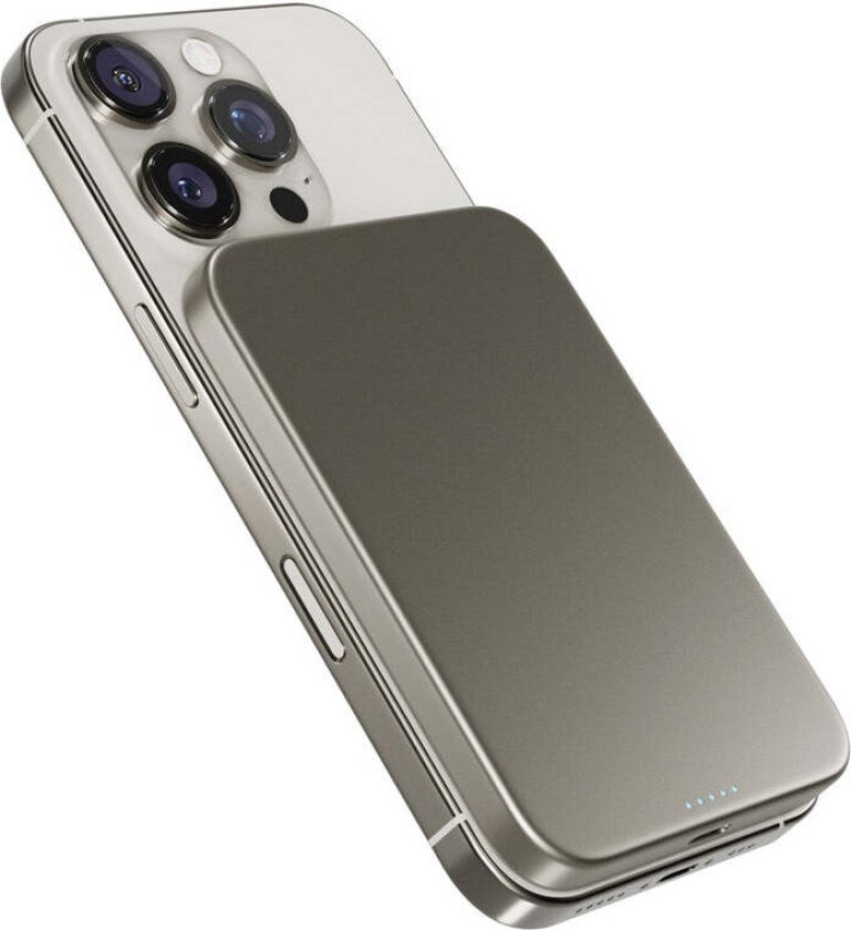 15W UltraPack EM51 Slim Alu Mag+ 5000 mAh Power Bank med USB-C - Qi2 / MagSafe Kompatibel - Titanium