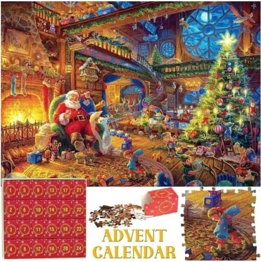 Sendt fra Sverige Puslespill adventskalender 2024, 1008 puslespillbiter, Julekalender puslespill