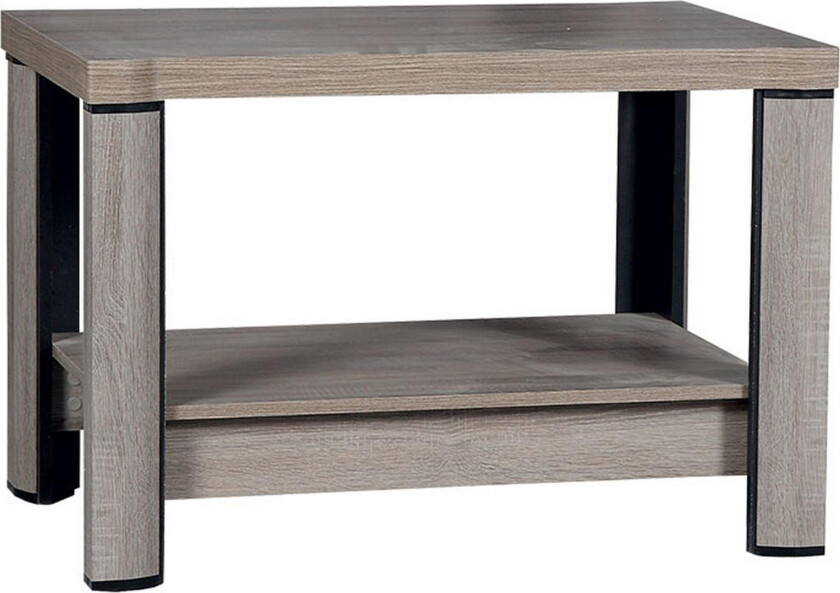 Chezum Sofabord 90 cm med Oppbevaringshylle - Tryffel/Beige/Grå